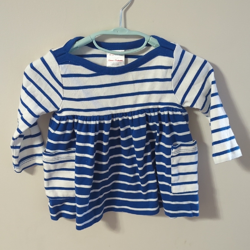 Hannah Andersson Navy and White Striped Long Sleeve Dress